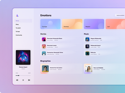 Podcast app Glassmorphism exploration app card concept dashboard design glassmorphism gradient play playlist podcast streaming ui uidesign ux uxui webapp webdesign