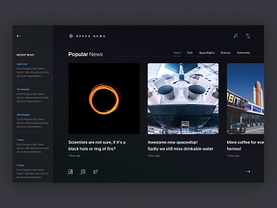 Space news website concept concept dark mode dark ui news newsfeed space ui ui ux ui design uidesign uiux ux ux ui uxdesign web web design webdesign website website concept website design