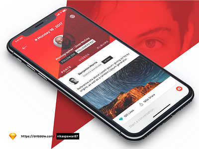 iPhone X Photo-sharing application sketch social ui ux