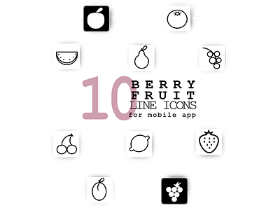 10Fruit Berry line icons