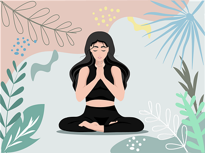 Girl in meditation app branding design girl icon illustration leaf logo meditation relax vector yoga