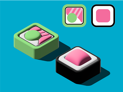 3D Sushi 3d app design graphic design icon illustration logo sushi ui vector