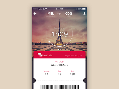 Day 024 - Boarding Pass 024 boarding pass challenge daily ios ticket travel ui