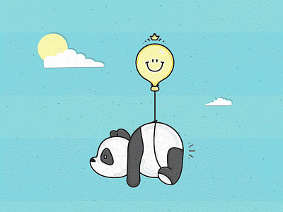 Happy Panda balloon children clouds cute happy happy panda illustration panda sky smile smiley face sun