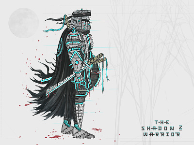 Shadow Warrior character fantasy fighter illustration japanese samurai shadow sword warrior