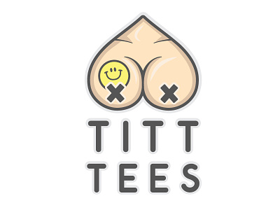 Titt Tees boobs cartoon character emoji emoticon illustration logo nipple smiley t shirt titties