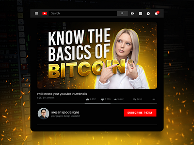 Bitcoin themed YouTube Thumbnail bitcoin branding design youtube youtubethumbnail