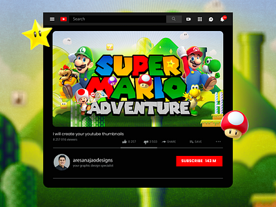 Super Mario Themed YouTube Thumbnail branding design illustration mario supermario vector youtube youtubethumbnail