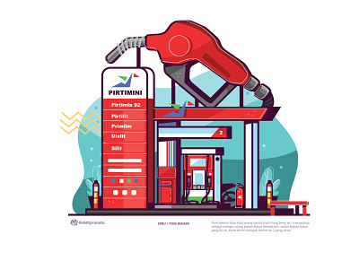 Pom bensin (gas station) 2d art cartoon cartooning characterdesign concept design flat fun illustration vector