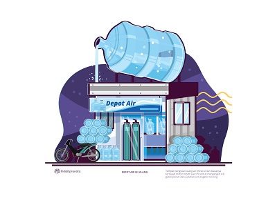 Depot Air isi ulang (water depot) 2d art cartoon cartooning concept concert design fun illustration vector
