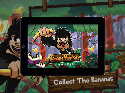 Banana Monkey aset cartoon characterdesign concept design game illustration menu screenshoot ui vector