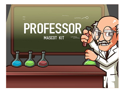 Professor Mascot KIT character design fun illustration kit labs masot pose professor sale