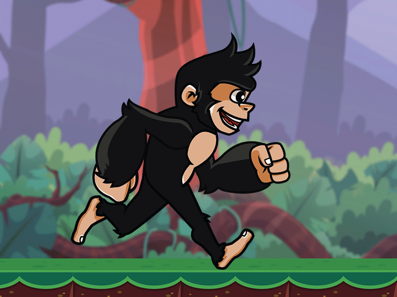 Runcycle Gorilla 2d animated animation art cartoon character design game gif gorilla illustration vector