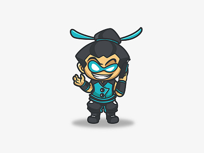 Ninja Mascot 2d branding cartoon character child design friendly fun graphic logo ninja