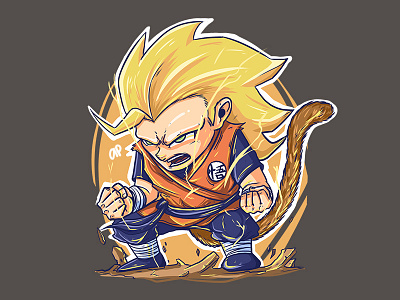 Goku Super Saiyan 3 anime character chibi comic design dragonball goku illustration manga