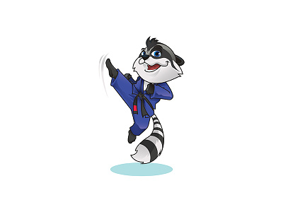 jiu jitsu raccoon cartoon celan character draw fun illustration jitsu jiu mascot racoon simple vector