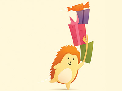 Hedgehog with a lot of gifts