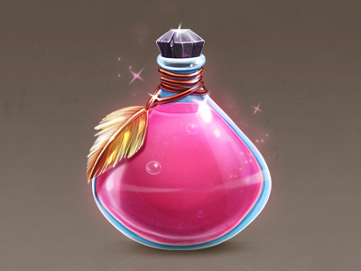 Magic flask aqua drink feather flask game icon magic science sorcery