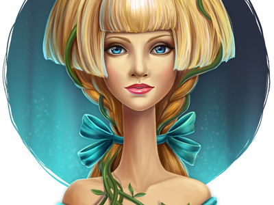 Princess beautiful blonde bow eyes fairy floral girl hair illustration princess woman