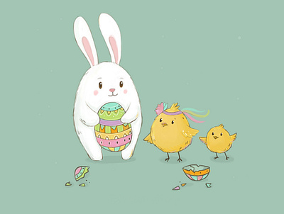 Easter Mood bunny character design chicken cute animals easter easter egg hare rabbit