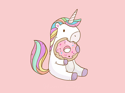 Unicorn with Donuts animal cartoon cute horse rainbow unicorn