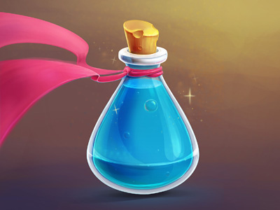 Magic flask with blue potion