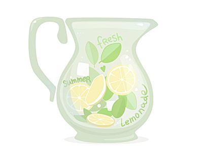 Fresh Summer Lemonade drink flat fresh glass ice lemon lemonade mint summer tasty vector water