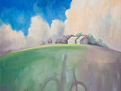 Spring time in Italy bicycle canvas drawing exhibition house italy nature oil sky