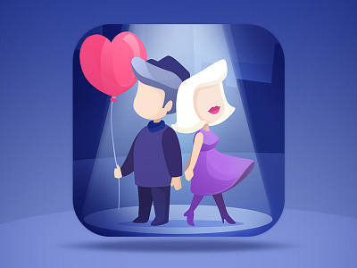 A Maze In Love - App Store Icon app store balloon boy city game girl heart icon love night puzzle