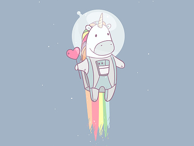 Space Unicorn cartoon character illustration magic rainbow space unicorn