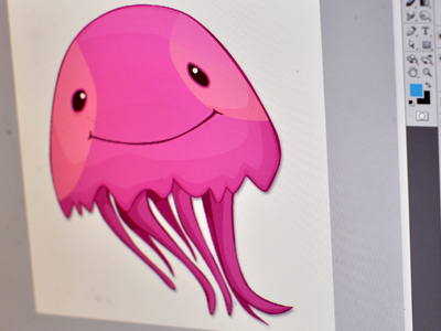 Smiling pink  jellyfish