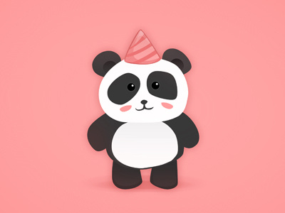 Little Panda animal birthday feast holiday panda postcard