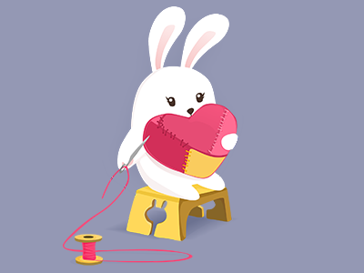 Heart Gift animal bunny fabric gift heart postcard rabbit textile thread