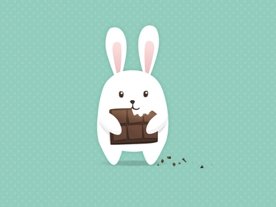 Bunny with chocolate animal bunny cartoon chocolate confection postcard sweet stuff
