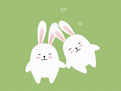 Thoughts about love animal bunny cartoon heart love postcard rabbit thoughts