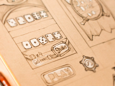 Sketch and ideas for iphone game art barrel button dice game iphone sketch