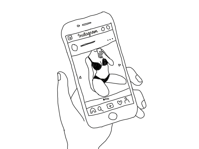 bitches on instagram gif handdrawn illustration