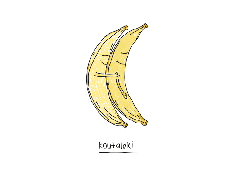 Koutalaki animation bananas gif handdrawn illustration pencil spooning