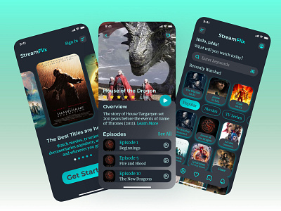 Movie/Series Streaming App UI Concept concept design learning ui uidesign uiux