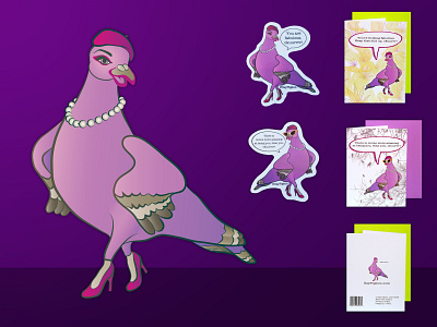 Mascot Design - Gay Pigeon Cards adobe illustrator branding digital illustration graphic design greeting cards illustration mascot mascot design print design stickers vector graphics vector illustration