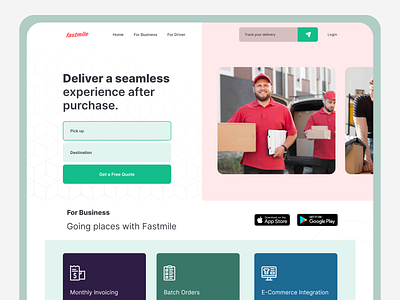 Fastmile - Delivery Experience deliver delivery app delivery service driver landing page parcel webdesign website