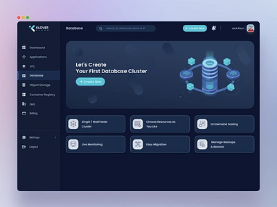 Database Landing Page - Klovercloud Webapp database database cluster design illustration klovercloud landingpage visual design webdesign
