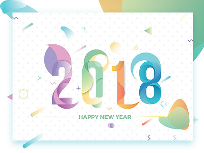 Happy New Year 2018 branding design flat icon illustration lettering logo typography ui vector web