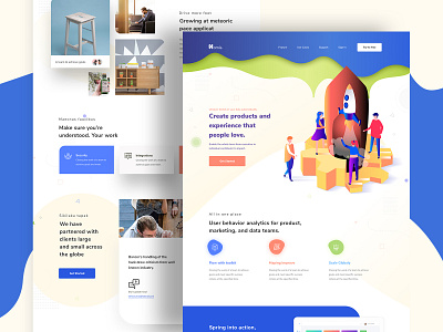 Nomis - Landing page agency clean creative flat gradient illustration layoutdesign product landing page startup ui ux web design 2019 webdesign