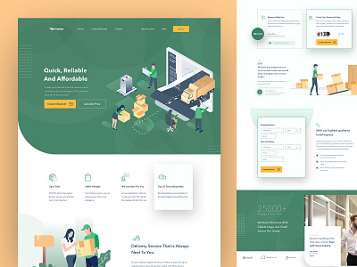 Xpress - Parcel/Package Delivery Landing delivery green illustration landing page minimal package delivery parcel shipping xpress