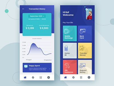 Financial Mobile Wallet App app banking bill card financial app icon design illustration payment app send money user experience visual design wallet app