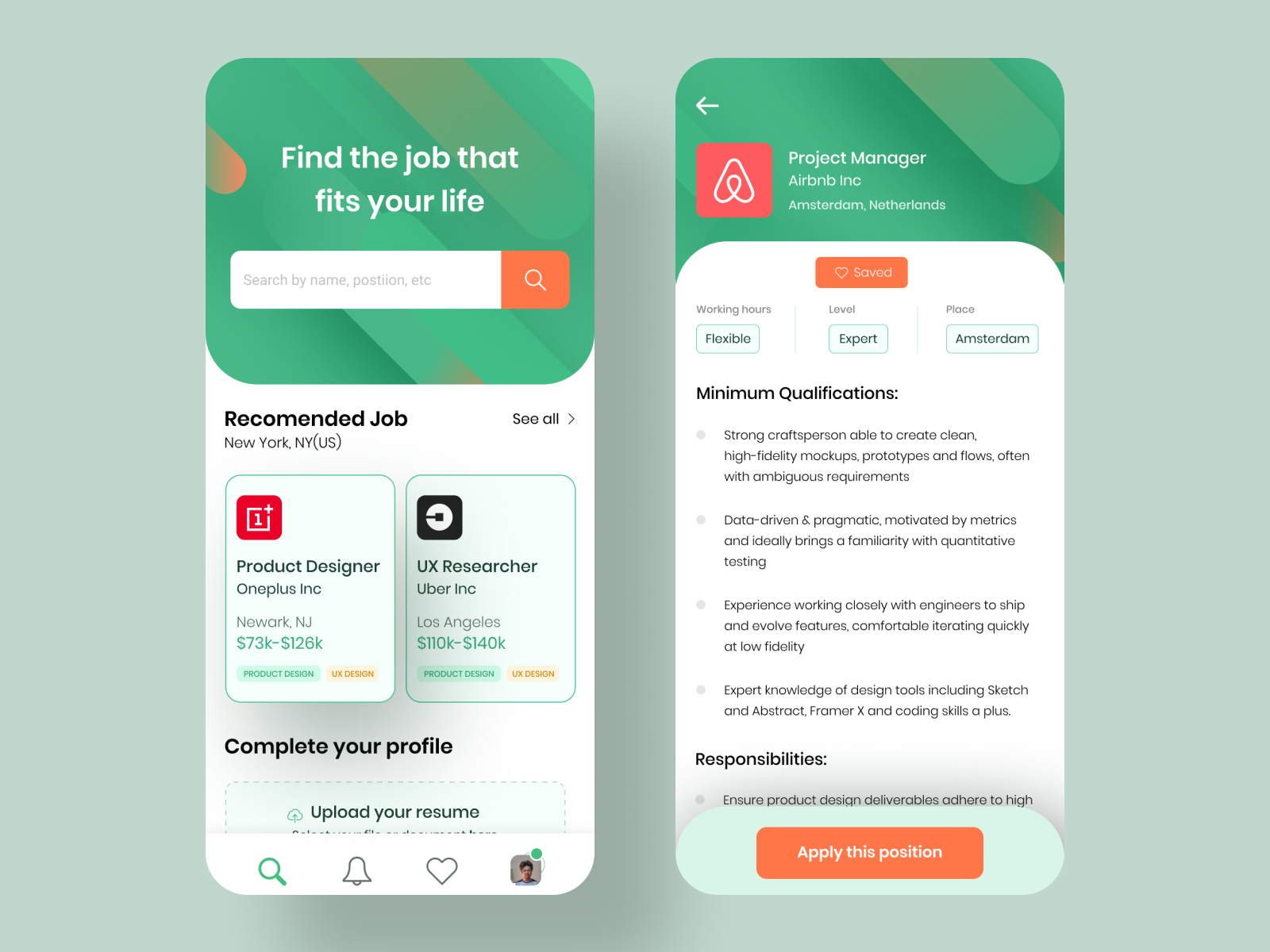 Job Search App by Raf Redwan for Crunchy on Dribbble