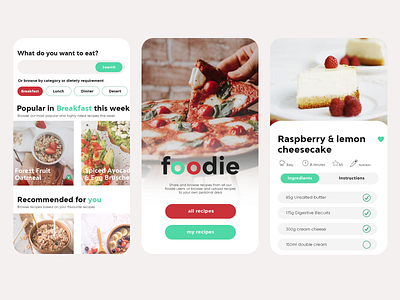 foodie app design design recipe web design