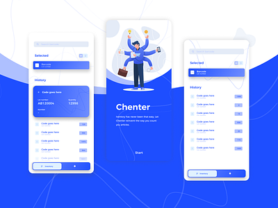 Inventory app android android app android app design barcode blues gradient inventory inventory management inventory management software mobile app mobile app design mobile list mobile menu mobile ui vetor