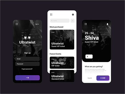 Club app concept android android app android app design cart club gradient iphonex mobile app mobile app design mobile cart mobile shopping purple logo shopping